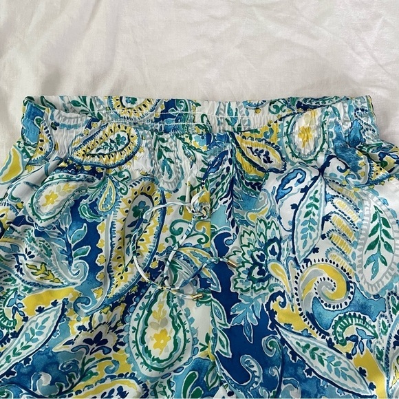 LAUREN RALPH LAUREN Medium Paisley Crepe Wide-Leg Pants Blue Multi yellow flowy - Picture 4 of 8